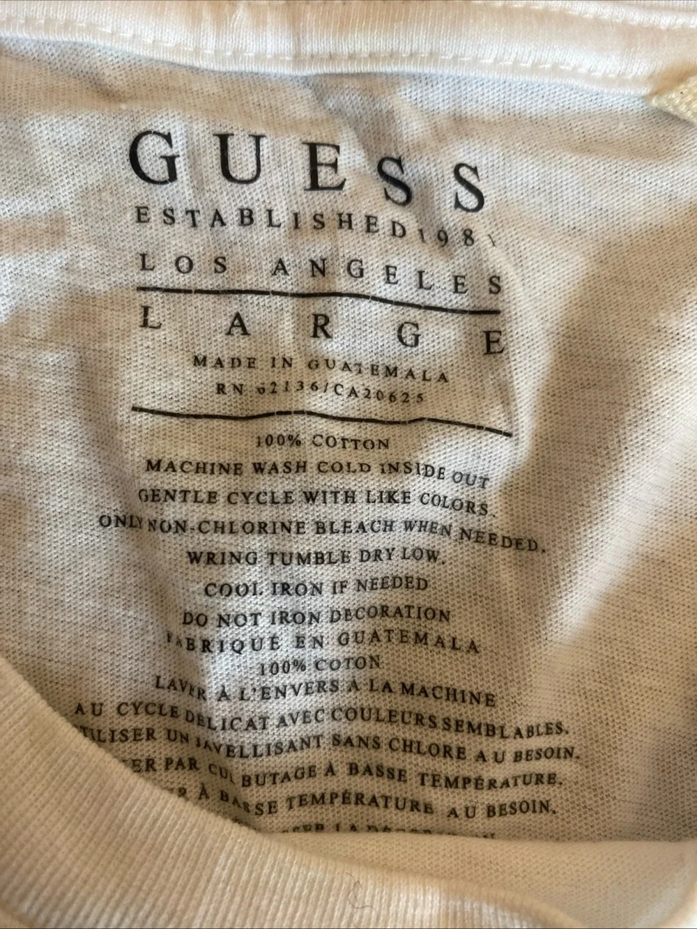 Guess Los Angeles Men’s Large T-shirt White Graphic Print Crew Neck Short Sleeve - Picture 5 of 7